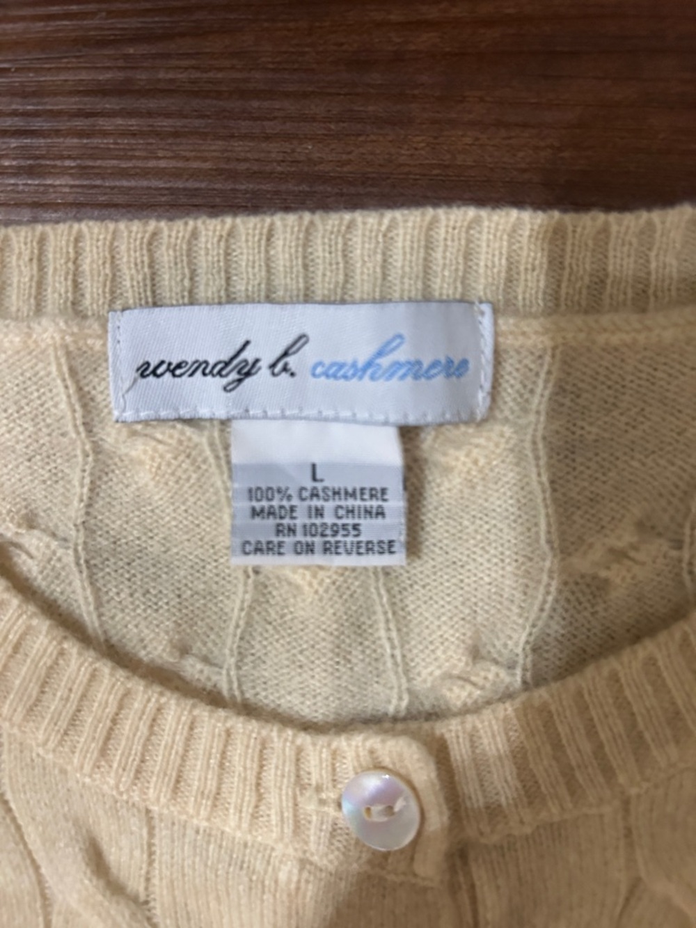 Wendy Bellissimo Pale Yellow Cable-Knit Button Cardigan - Picture 3 of 5